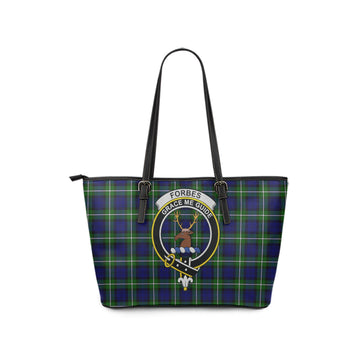 Forbes Modern Tartan Leather Tote Bag with Family Crest