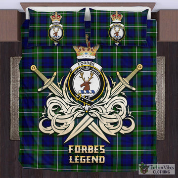 Forbes Modern Tartan Bedding Set with Clan Crest and the Golden Sword of Courageous Legacy