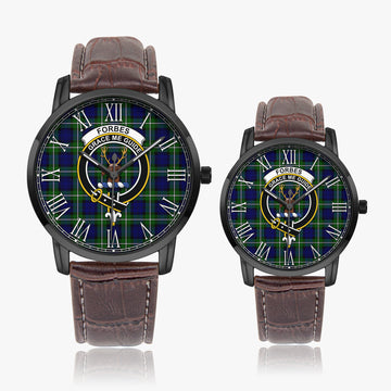 Forbes Modern Tartan Family Crest Leather Strap Quartz Watch