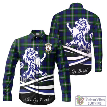 Forbes Modern Tartan Long Sleeve Button Up Shirt with Alba Gu Brath Regal Lion Emblem