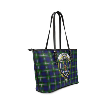 Forbes Modern Tartan Leather Tote Bag with Family Crest