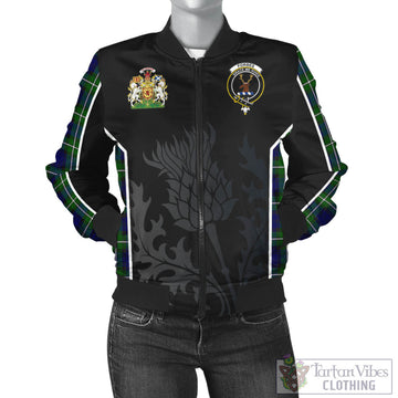 Forbes Modern Tartan Bomber Jacket with Family Crest and Scottish Thistle Vibes Sport Style