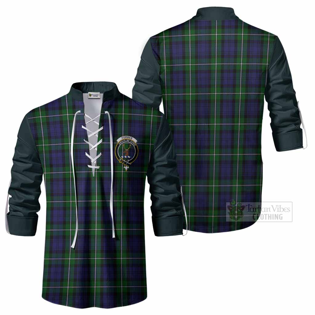 Forbes Tartan Accent Ghillie Shirt with Family Crest