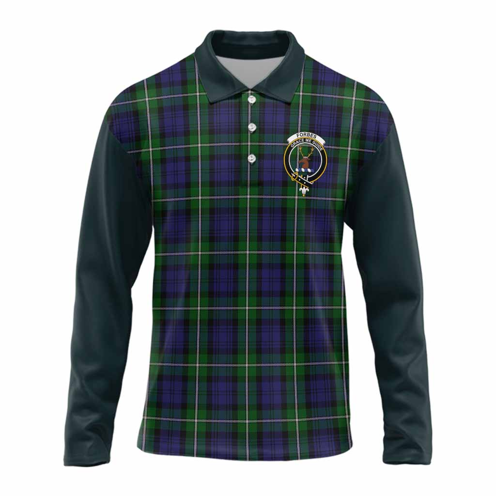 Forbes Tartan Accent Long Sleeve Polo Shirt with Family Crest
