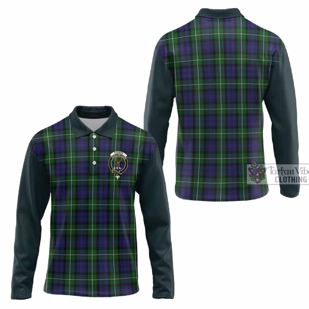 Forbes Tartan Accent Long Sleeve Polo Shirt with Family Crest
