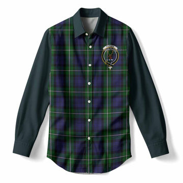 Forbes Tartan Accent Women Casual Shirt with Family Crest