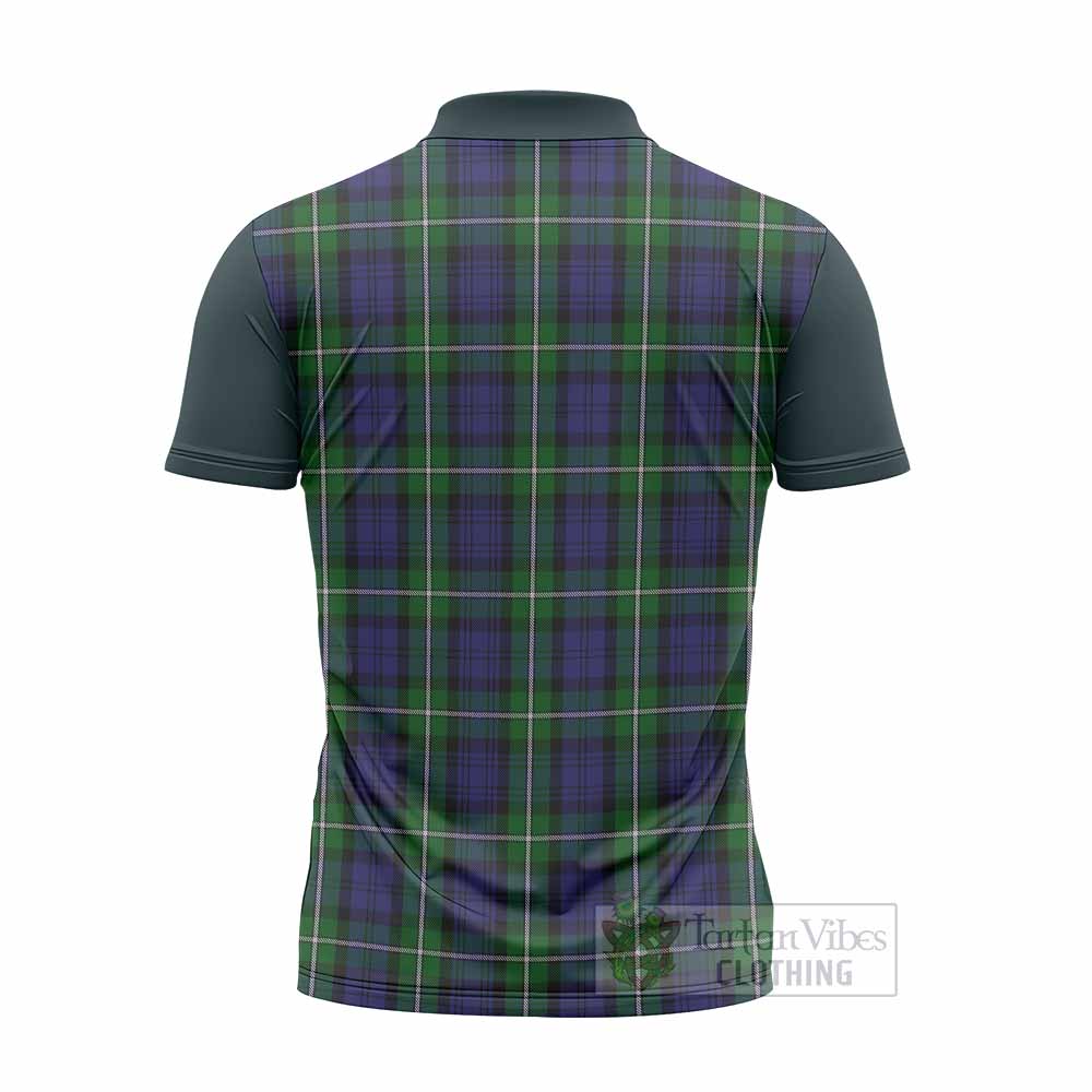 Forbes Tartan Accent Zipper Polo Shirt with Family Crest