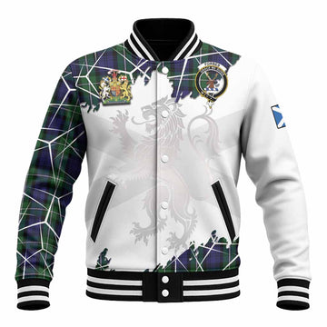 Forbes Tartan Baseball Jacket with Family Crest and Lion Rampant Grunge Style