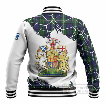 Forbes Tartan Baseball Jacket with Family Crest and Lion Rampant Grunge Style