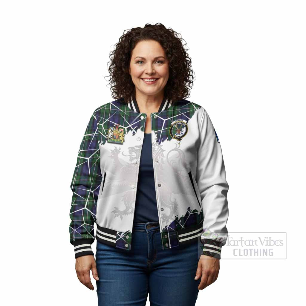 Forbes Tartan Baseball Jacket with Family Crest and Lion Rampant Grunge Style