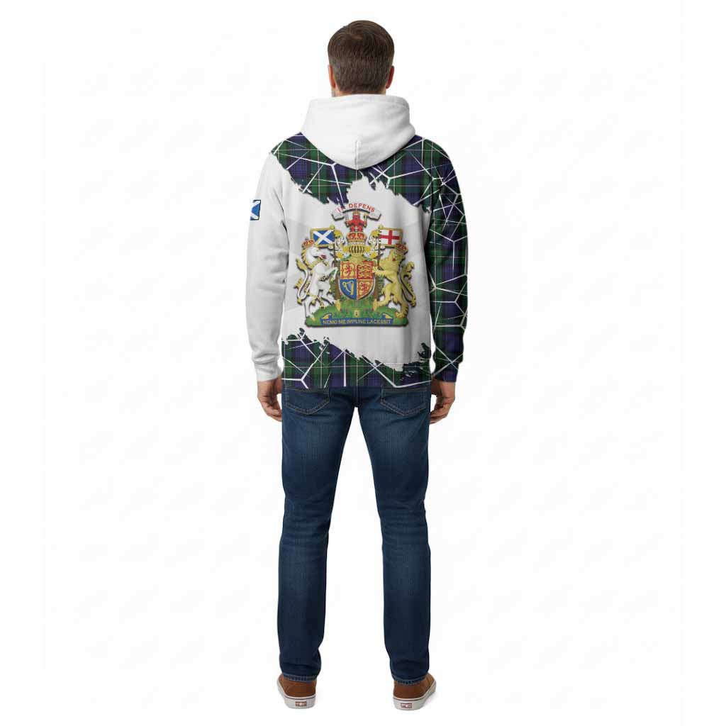 Forbes Tartan Cotton Hoodie with Family Crest and Lion Rampant Grunge Style
