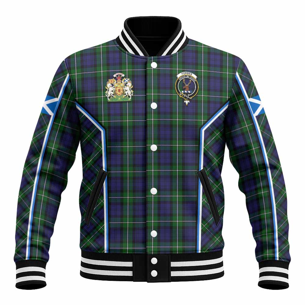 Forbes Tartan Crest Baseball Jacket Scotland Coat of Arm Flag Style - Tartan Vibes Clothing
