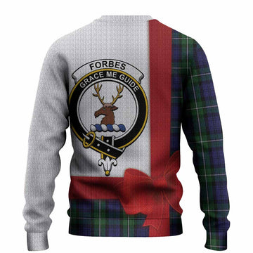 Forbes Tartan Crest Christmas Christmas Ugly Sweater Highland Cow Bagpipes Coquette Bow Style