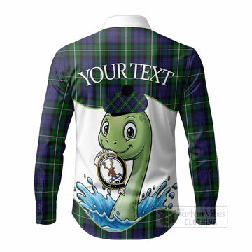 Forbes Tartan Crest Cute Nessie Long Sleeve Button Shirts Scottish Loch Ness Monster