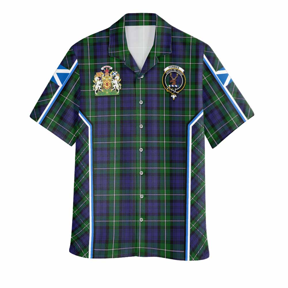 Forbes Tartan Crest Hawaiian Shirt Scotland Coat of Arm Flag Style - Tartan Vibes Clothing