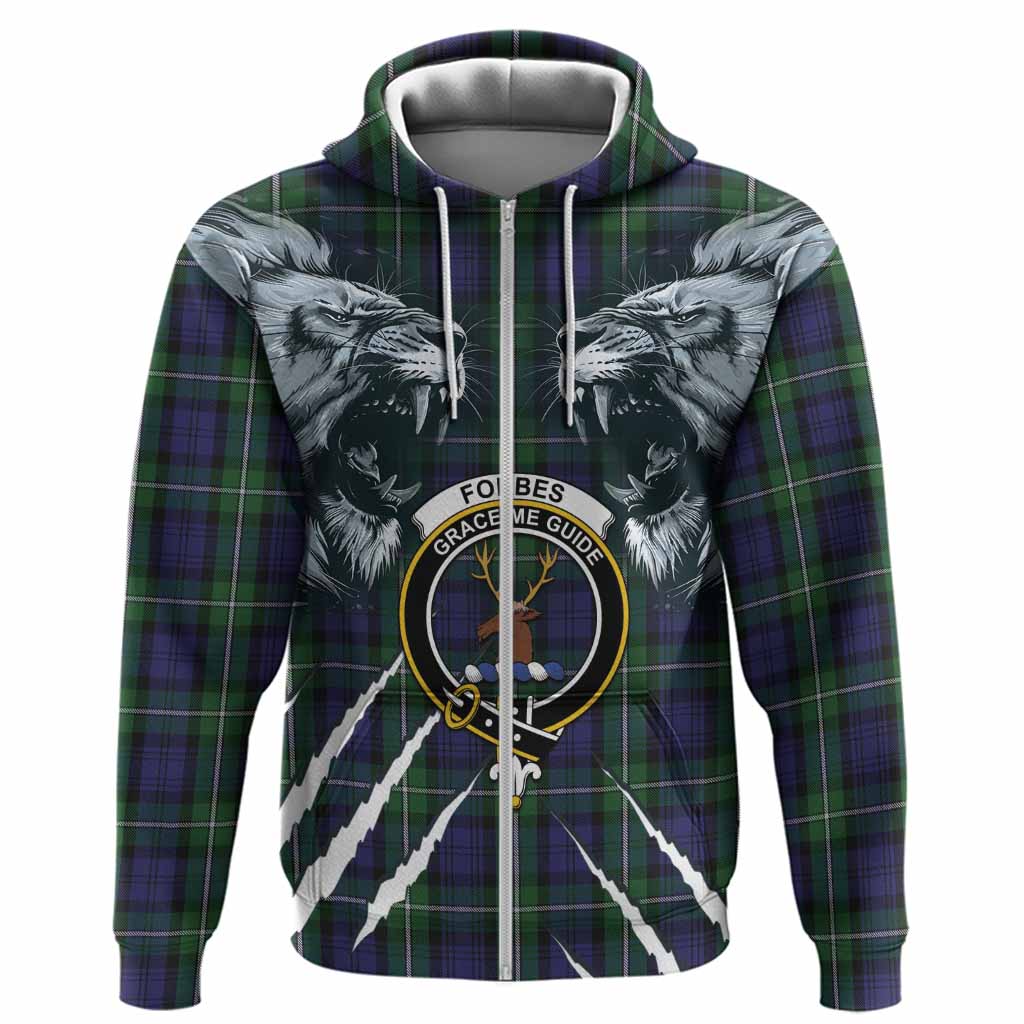Forbes Tartan Crest Hoodie Ferocious Lion Style