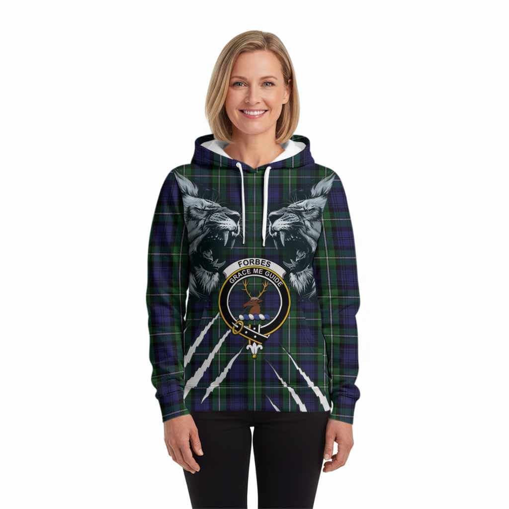 Forbes Tartan Crest Hoodie Ferocious Lion Style