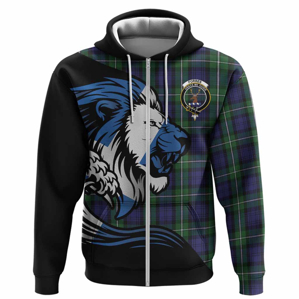 Forbes Tartan Crest Hoodie Scottish Golden Lions Wave Flow