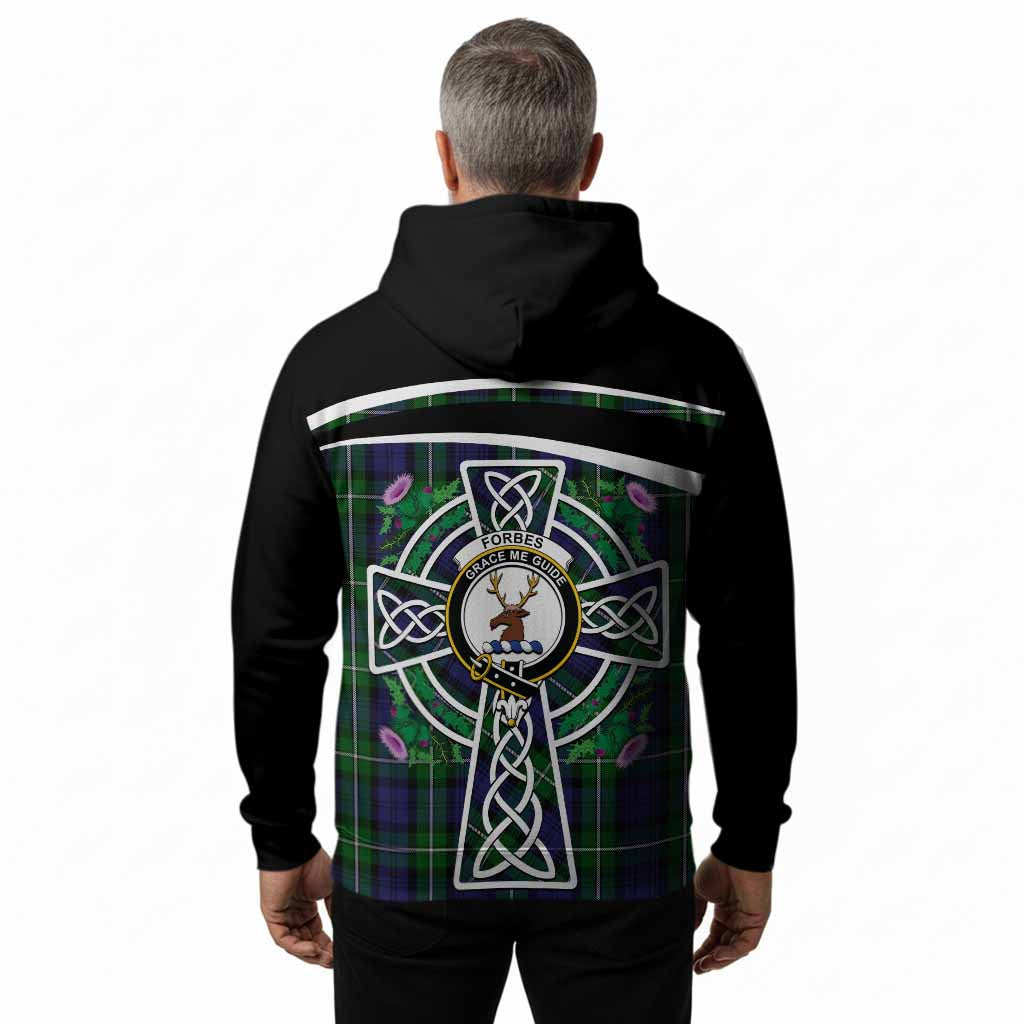 Forbes Tartan Crest Hoodie Scottish Thistle Celtic Cross Alba Gu Brath