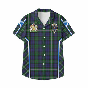 Forbes Tartan Crest Kid Hawaiian Shirt Scotland Coat of Arm Flag Style