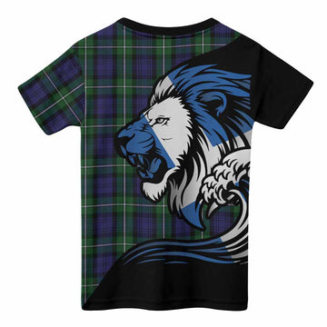 Forbes Tartan Crest Kid T-shirt Scottish Golden Lions Wave Flow