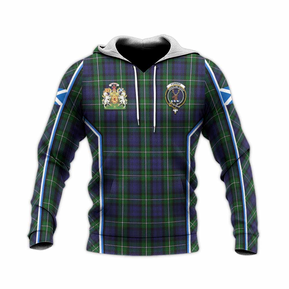 Forbes Tartan Crest Knitted Hoodie Scotland Coat of Arm Flag Style - Tartan Vibes Clothing
