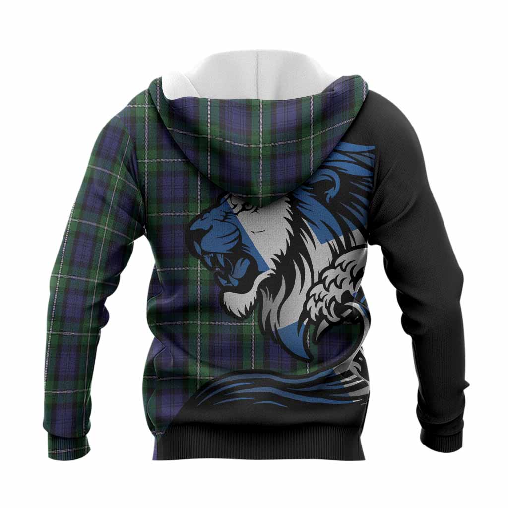 Forbes Tartan Crest Knitted Hoodie Scottish Golden Lions Wave Flow