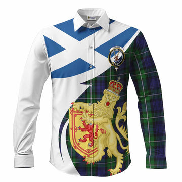Forbes Tartan Crest Lion Rampant Long Sleeve Button Shirts Classic Scottish Style