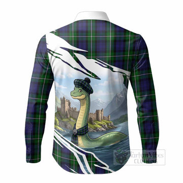 Forbes Tartan Crest Loch Ness Monster Scottish Heritage Art Long Sleeve Button Shirts
