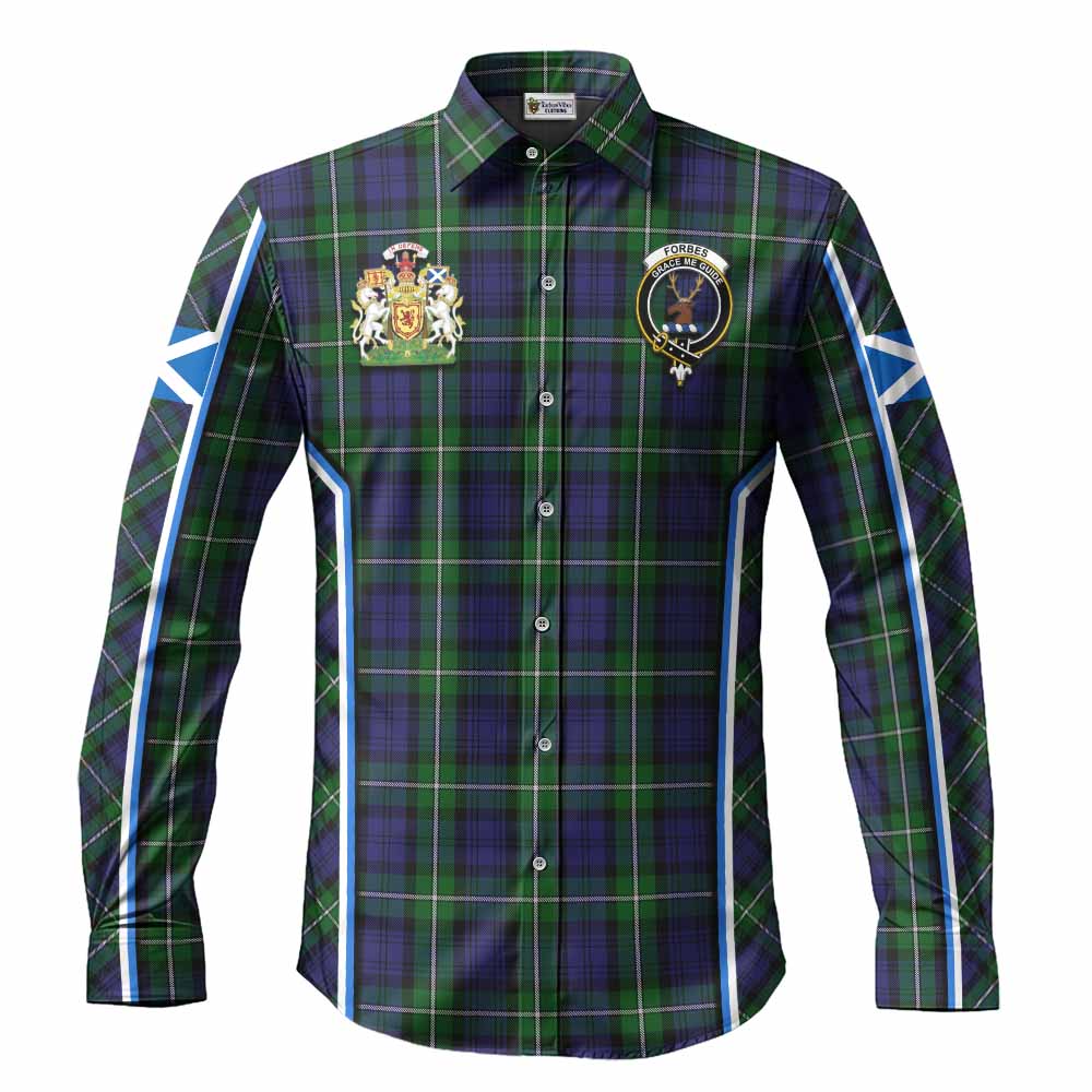 Forbes Tartan Crest Long Sleeve Button Shirts Scotland Coat of Arm Flag Style - Tartan Vibes Clothing