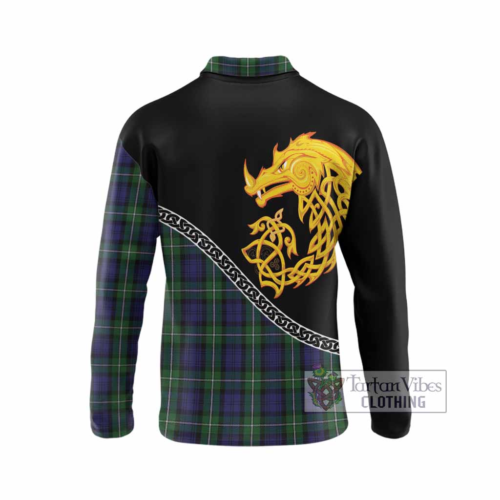 Forbes Tartan Crest Long Sleeve Polo Shirt Legendary Dragon Knot Half Style