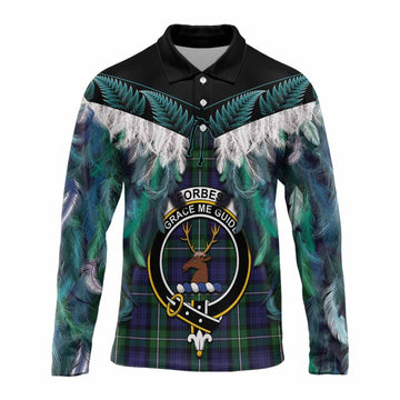 Forbes Tartan Crest Long Sleeve Polo Shirt New Zealand Maori Korowai Cloak