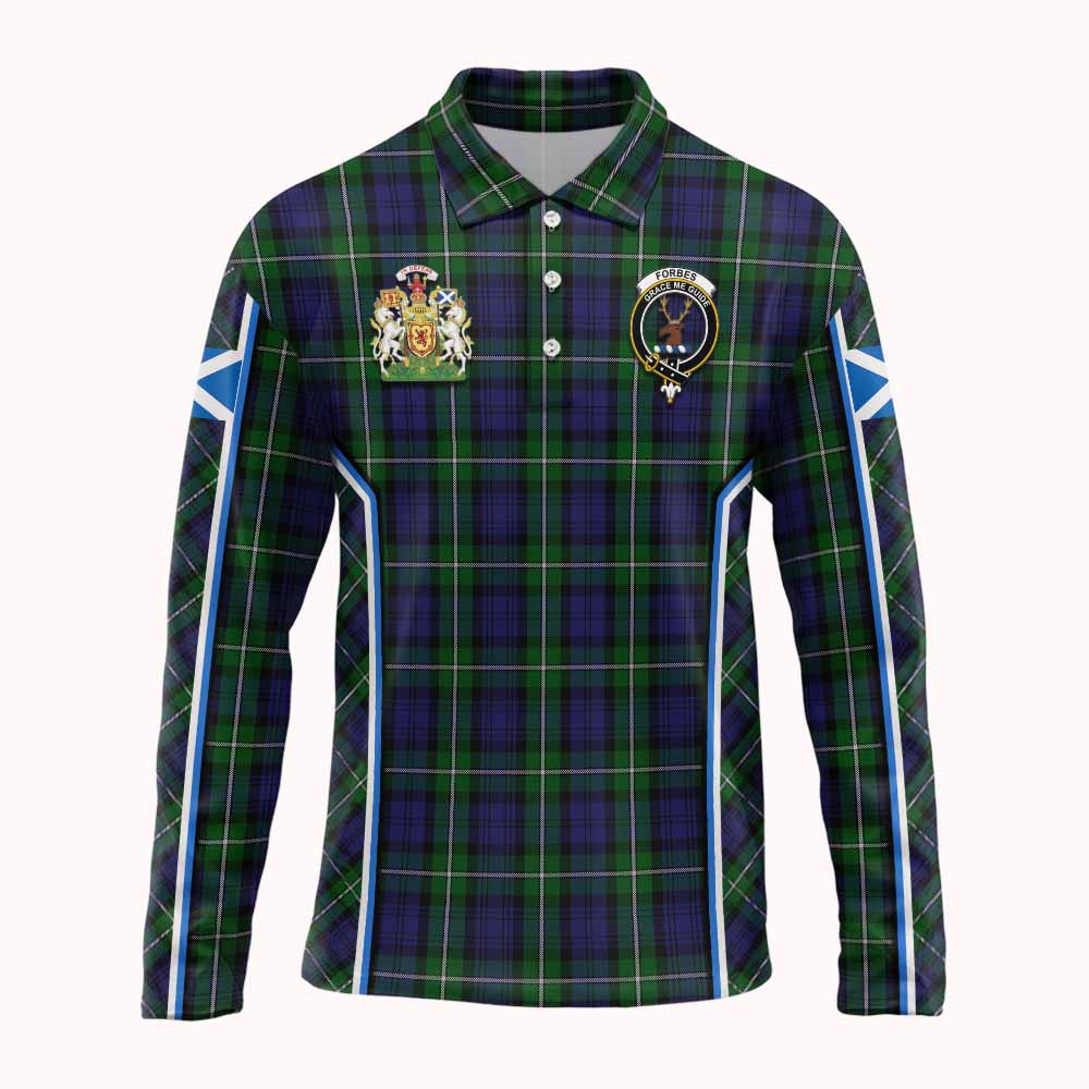 Forbes Tartan Crest Long Sleeve Polo Shirt Scotland Coat of Arm Flag Style - Tartan Vibes Clothing