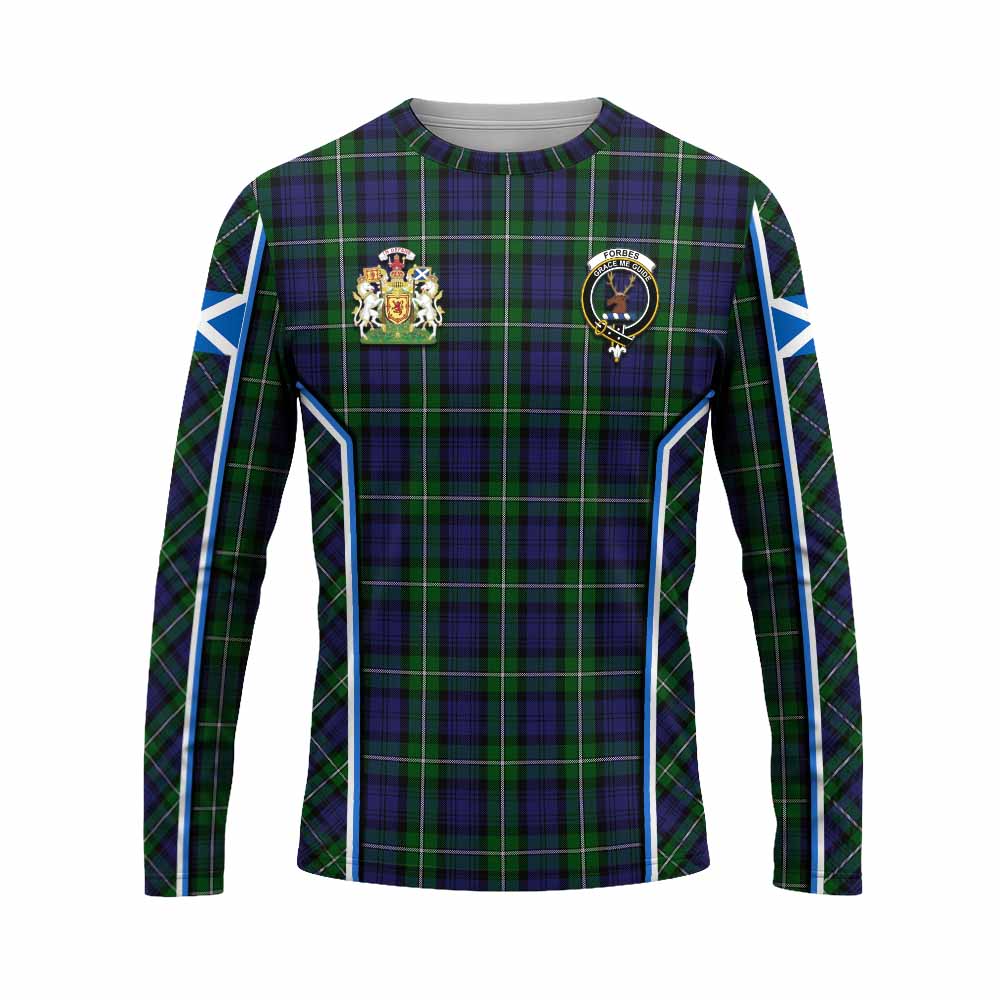 Forbes Tartan Crest Long Sleeve T-Shirt Scotland Coat of Arm Flag Style - Tartan Vibes Clothing