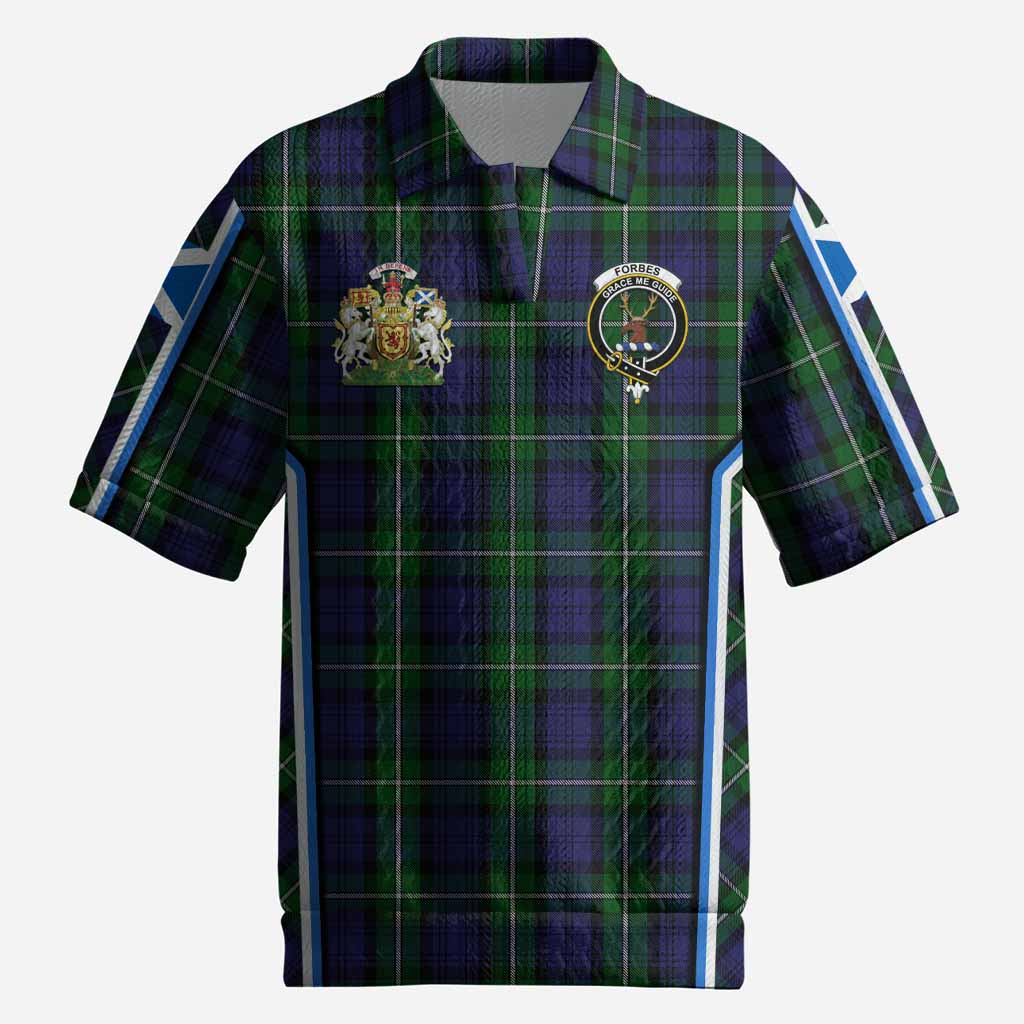 Forbes Tartan Crest Men’s Polo Sweater Top Scotland Coat of Arm Flag Style