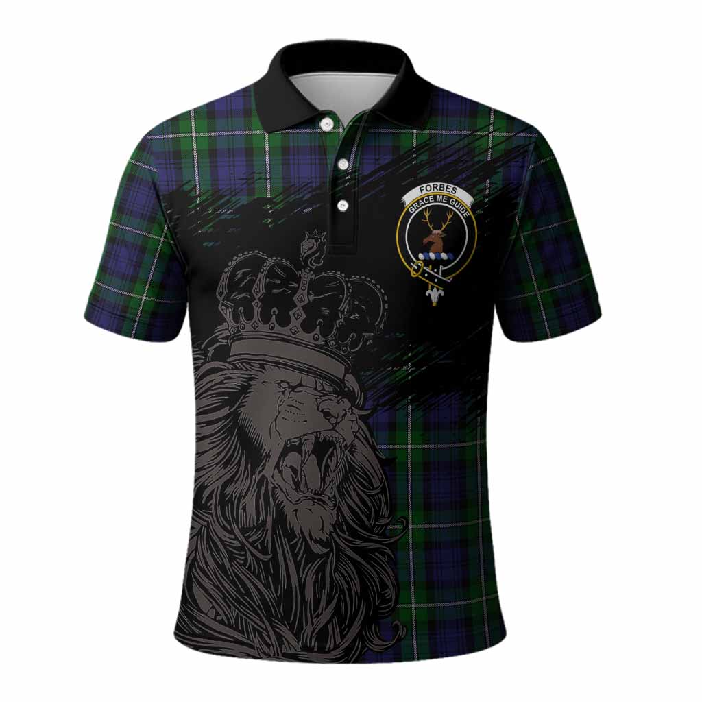Forbes Tartan Crest Polo Shirt Crowned Lion Heritage Style