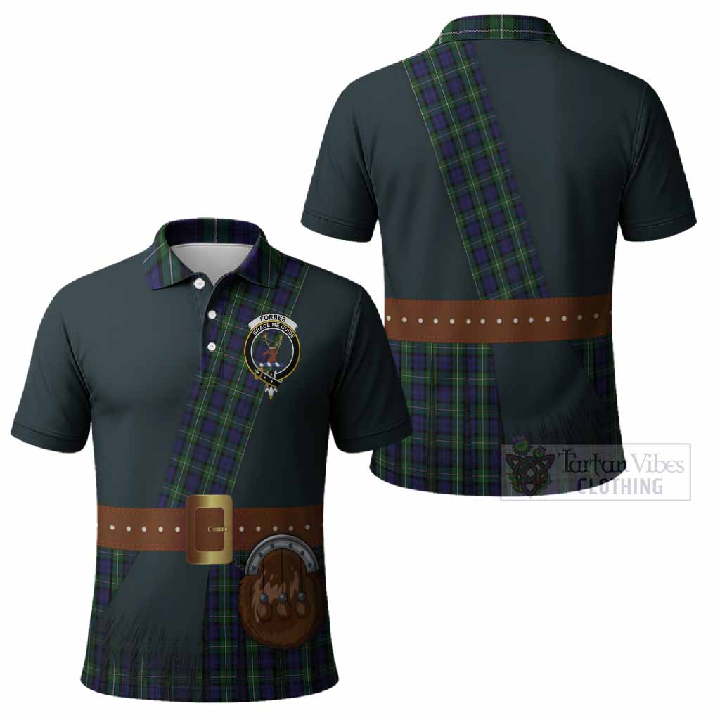 Forbes Tartan Crest Polo Shirt Kilt Costume Style