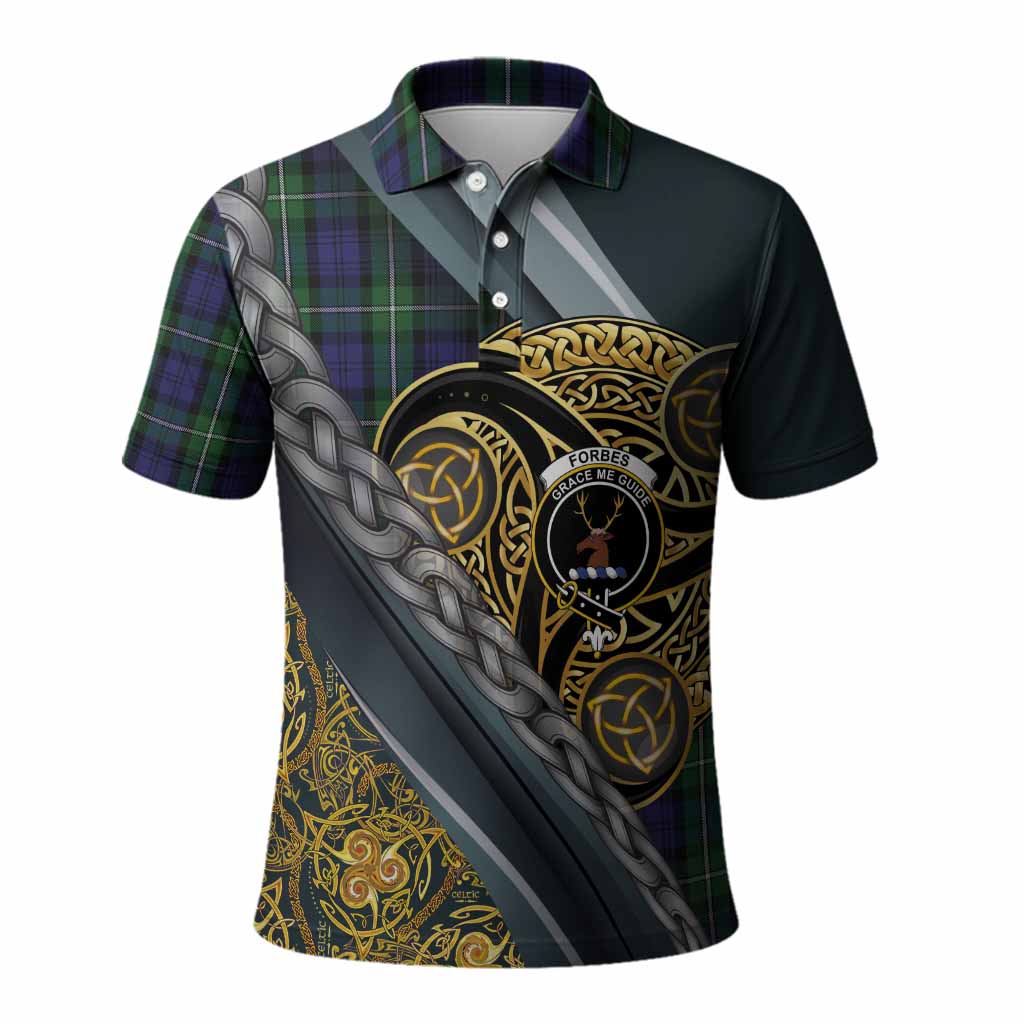 Forbes Tartan Crest Polo Shirt Scottish Triskele Celtic