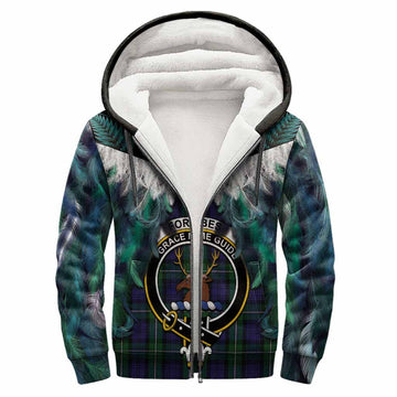 Forbes Tartan Crest Sherpa Hoodie New Zealand Maori Korowai Cloak