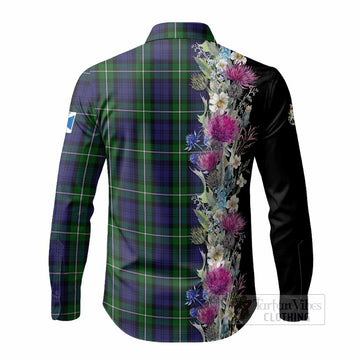 Forbes Tartan Crest Thistle Floral Long Sleeve Button Shirts