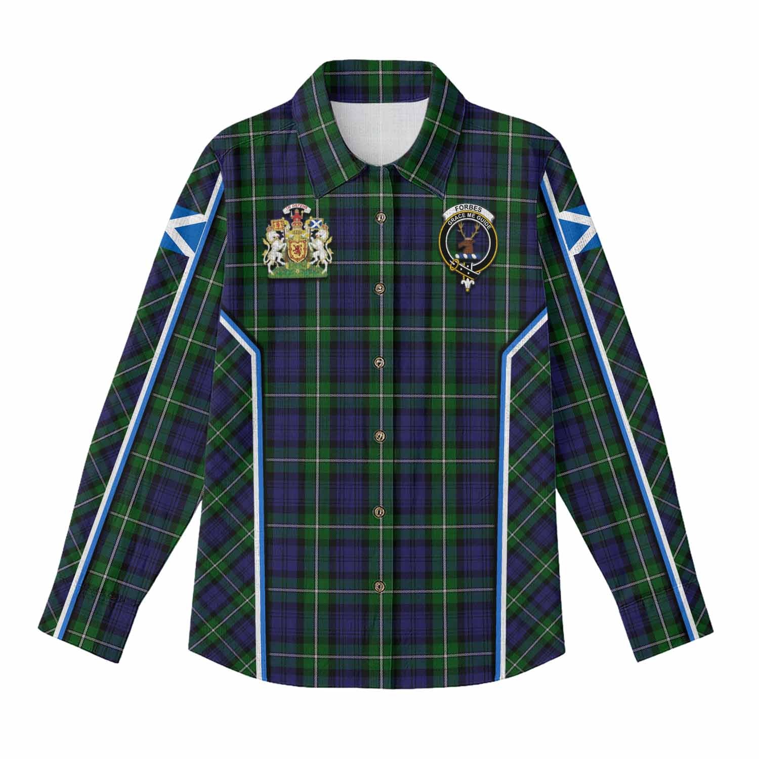 Forbes Tartan Crest Women Casual Shirt Scotland Coat of Arm Flag Style - Tartan Vibes Clothing