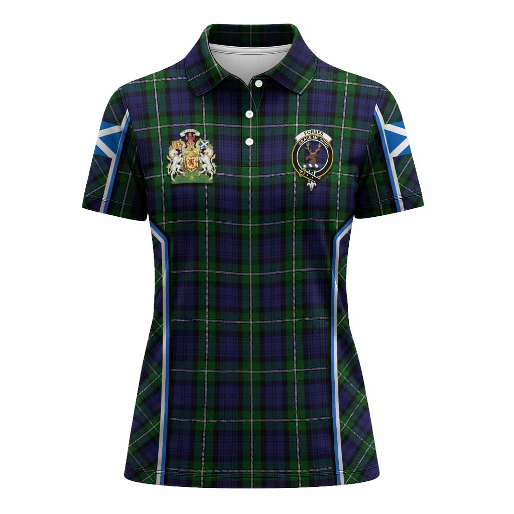 Forbes Tartan Crest Women's Polo Shirt Scotland Coat of Arm Flag Style - Tartan Vibes Clothing