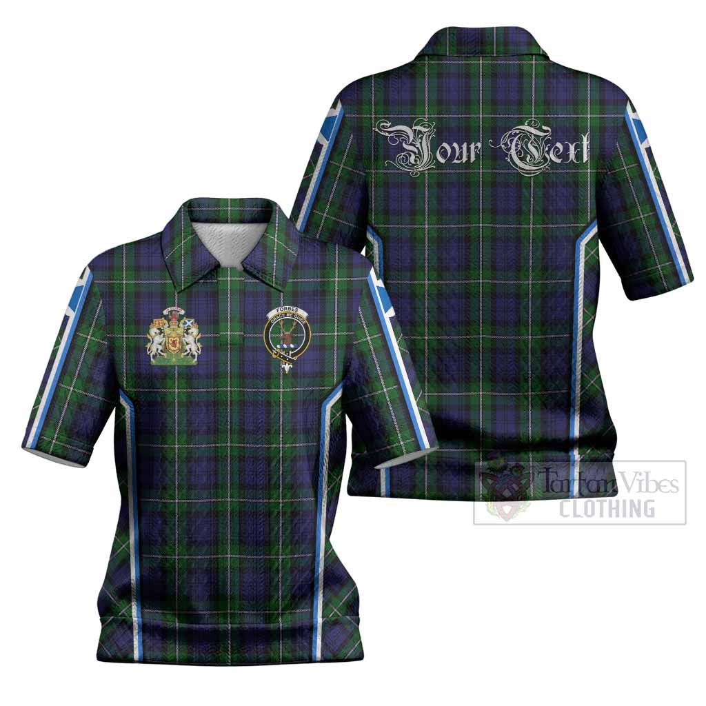 Forbes Tartan Crest Women’s Polo Sweater Top Scotland Coat of Arm Flag Style
