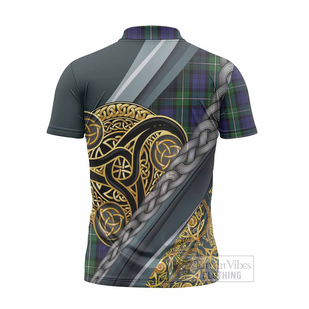 Forbes Tartan Crest Zipper Polo Shirt Scottish Triskele Celtic