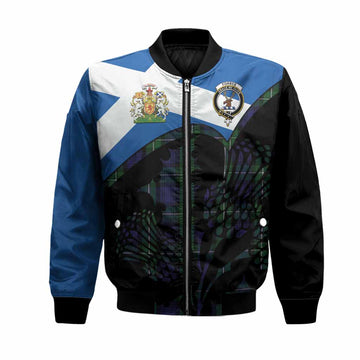 Forbes Tartan Family Crest Bomber Jacket Scotland Thistle Floral Flag Style