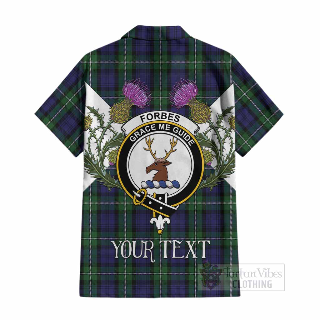 Forbes Tartan Family Crest Cotton Hawaiian Shirt Scottish Burns Night Thistle Floral