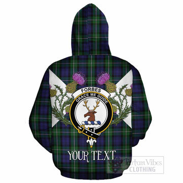 Forbes Tartan Family Crest Cotton Hoodie Scottish Burns Night Thistle Floral