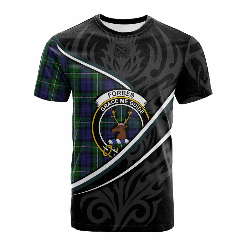 Forbes Tartan Family Crest Cotton T-shirt Celtic Scottish Thistle Floral - Tartan Vibes Clothing