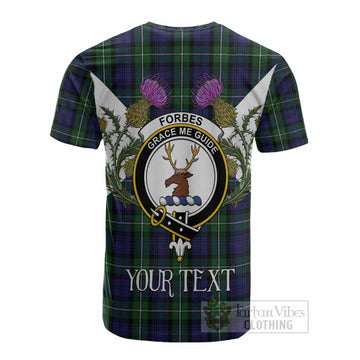 Forbes Tartan Family Crest Cotton T-shirt Scottish Burns Night Thistle Floral