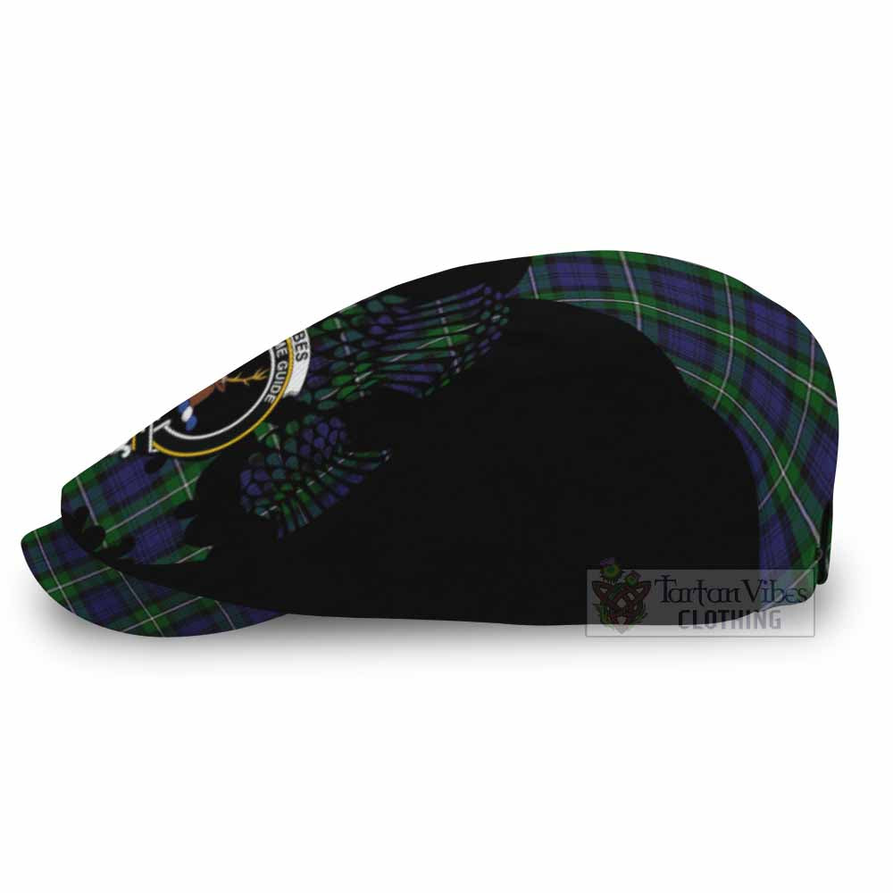 Forbes Tartan Family Crest Flat Cap, Jeff Cap Scotland Thistle Floral